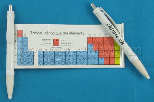 Pens with the periodic table of elements.Retractable scroll out pen with Elements  Periodic Table. Help the student to remember and familiar with chemicals.