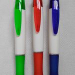 White Barrel Translucent Clip Silver Trim Promotional Pens